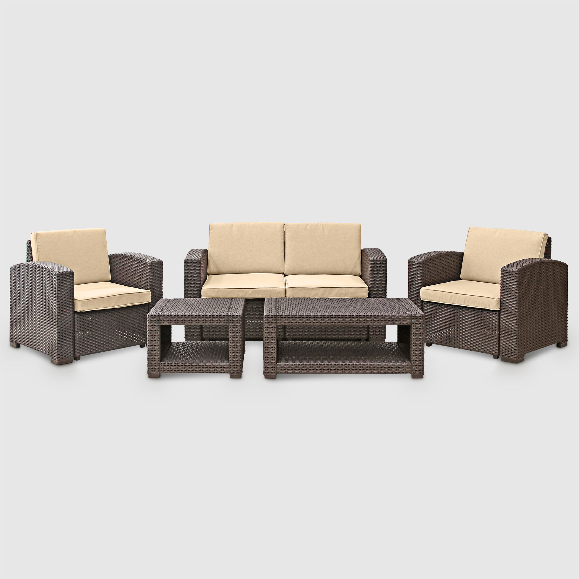 Комплект садовой мебели LF бежевый с коричневым из 5 предметов, цвет кофейный - фото 3