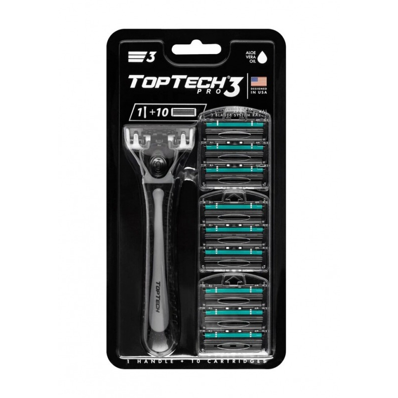 Бритва мужская Toptech global PRO 3 1 станок + 10 кассет wilder станок для бритья мужской бритва мужская многоразовая man a5l 1