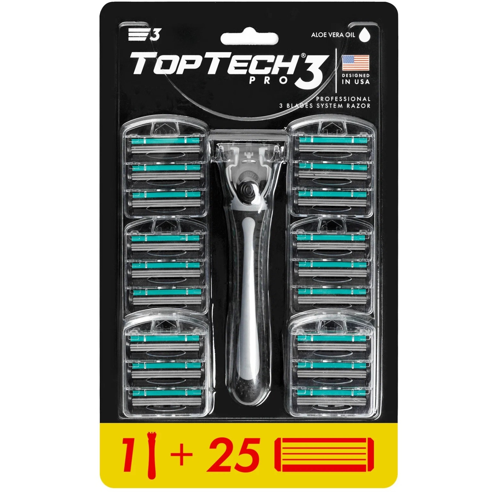 Бритва мужская Toptech global PRO 3 1 станок + 25 кассет wilder станок для бритья мужской бритва мужская многоразовая man a5l 1