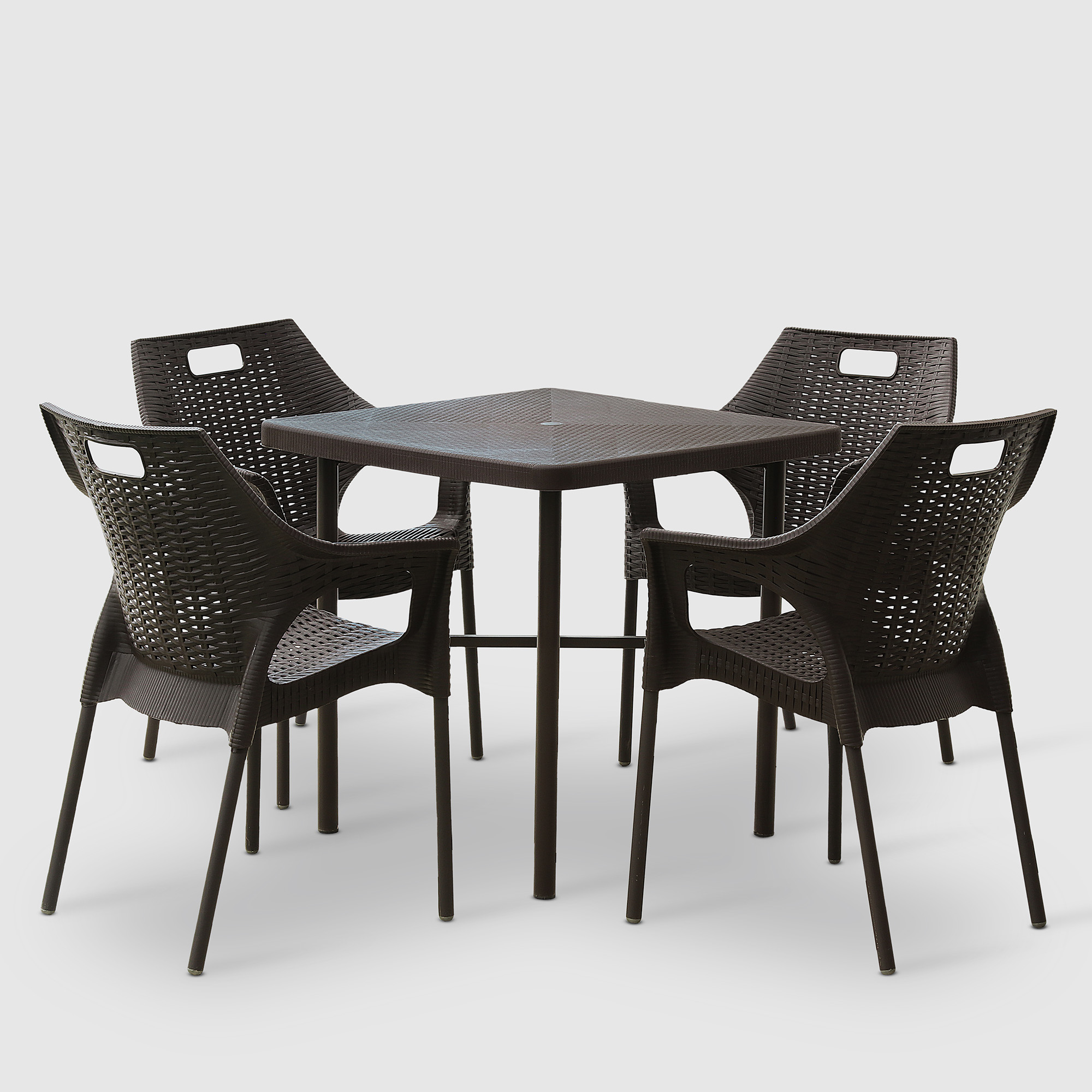 Комплект садовой мебели Mandella Zeugma and Star коричневый из 5 предметов террасный комплект стол со стеклом 2 кресла tetchair pelangi ротанг walnut грецкий орех