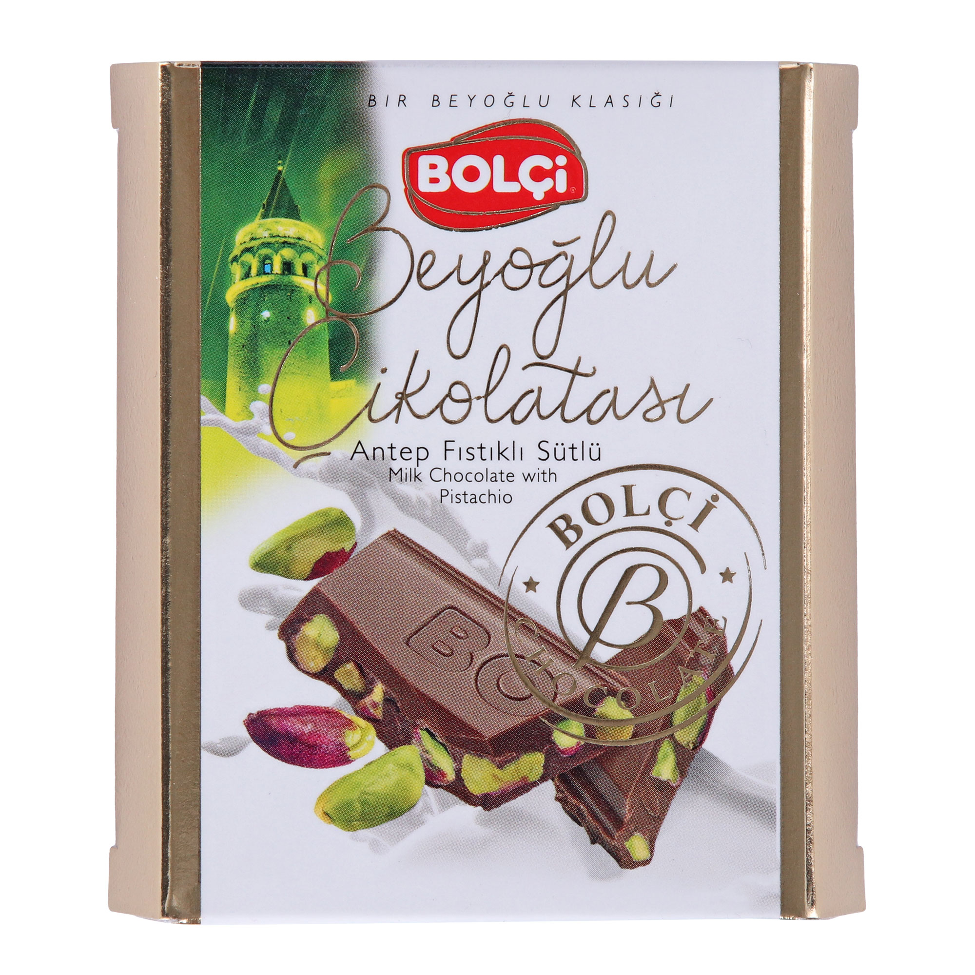Молочный шоколад Bolci с цельной фисташкой, 60 г