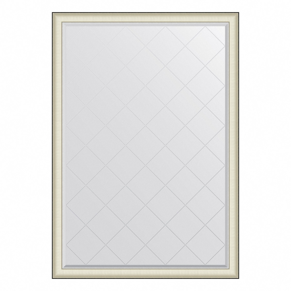 Зеркало с гравировкой в багетной раме Evoform белая кожа с хромом 78 мм 129х184 см