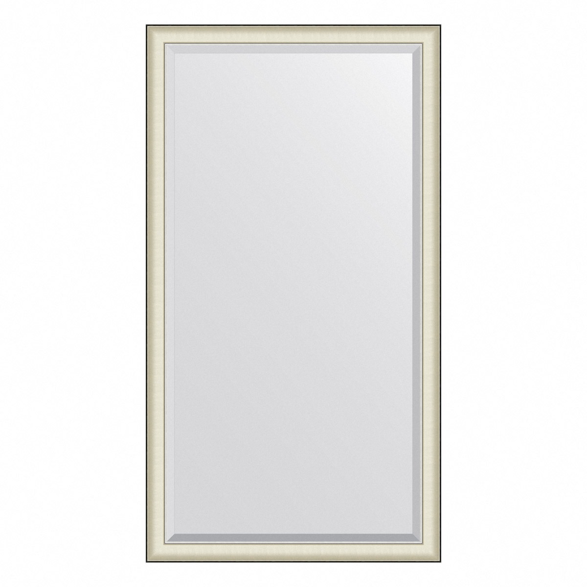 Зеркало напольное с фацетом в багетной раме Evoform белая кожа с хромом 78 мм 109х200 см