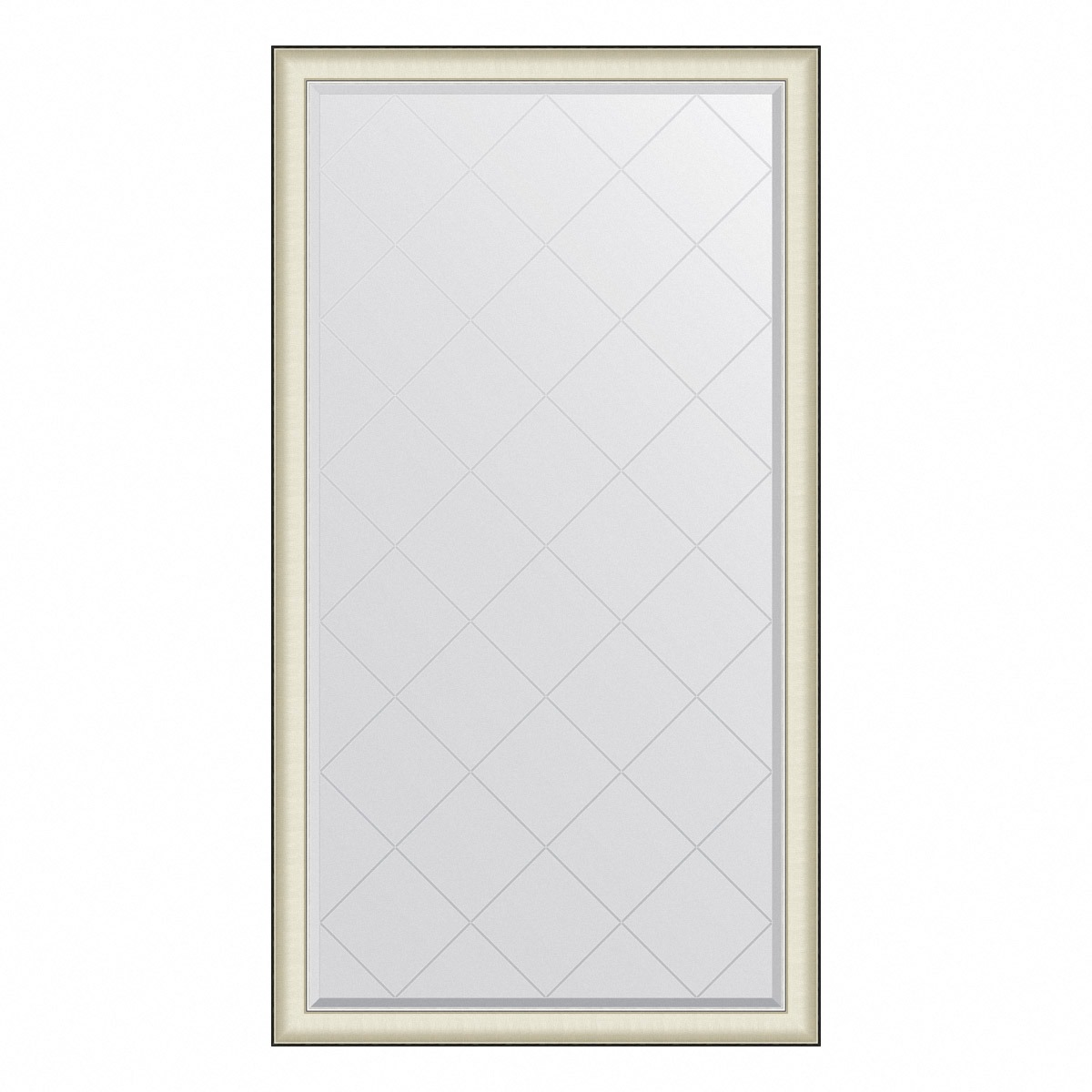 Зеркало напольное с гравировкой в багетной раме Evoform белая кожа с хромом 78 мм 109х200 см