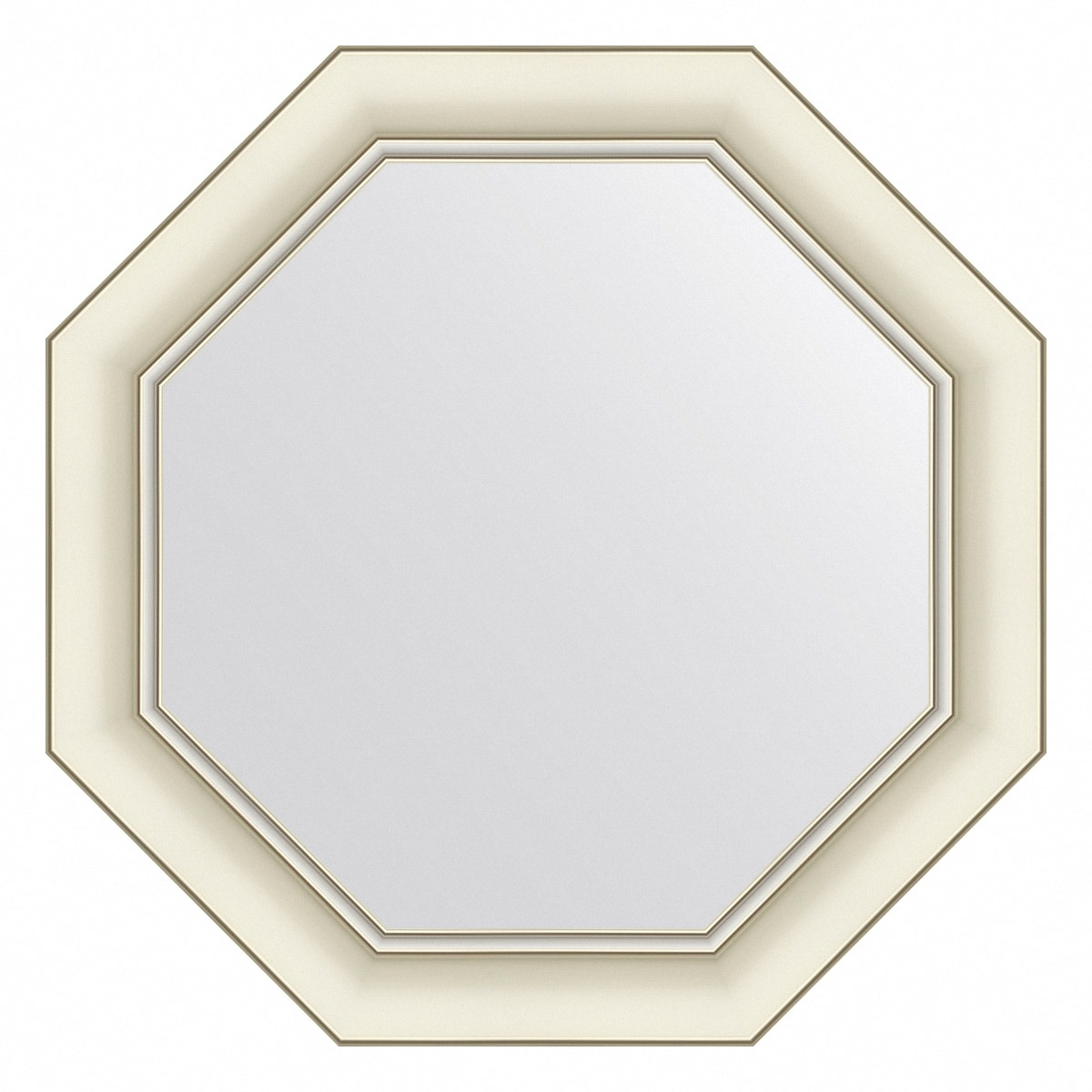 Зеркало в багетной раме Evoform белый с серебром 60 мм 51х51 см зеркало 51х71 см белый с серебром evoform octagon by 7433