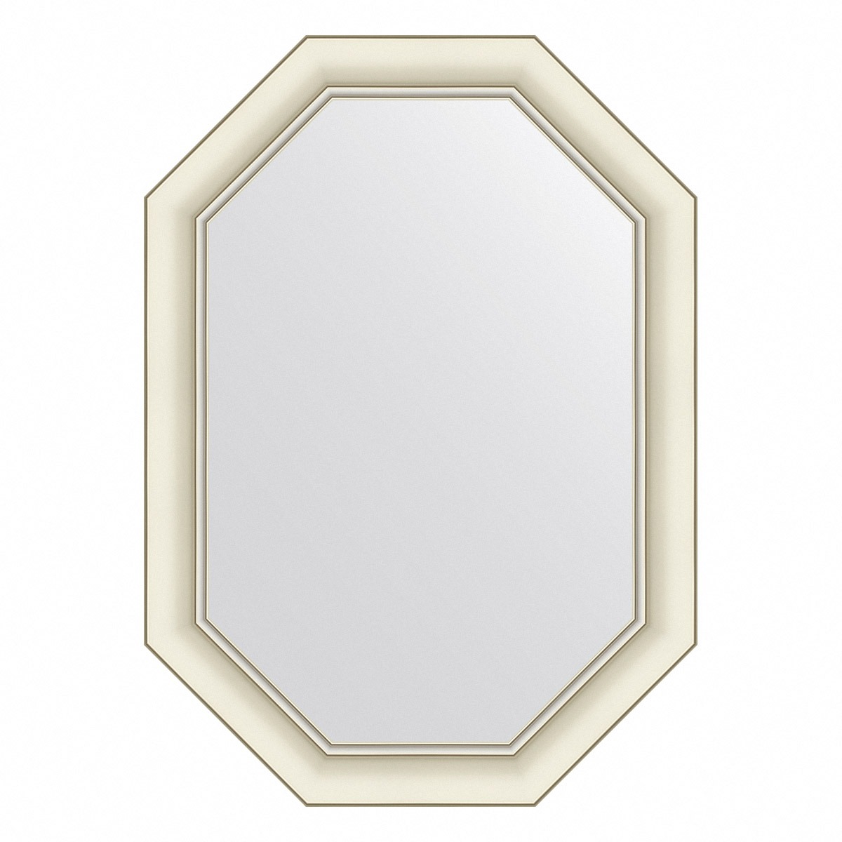 Зеркало в багетной раме Evoform белый с серебром 60 мм 51х71 см зеркало 51х71 см белый с серебром evoform octagon by 7433