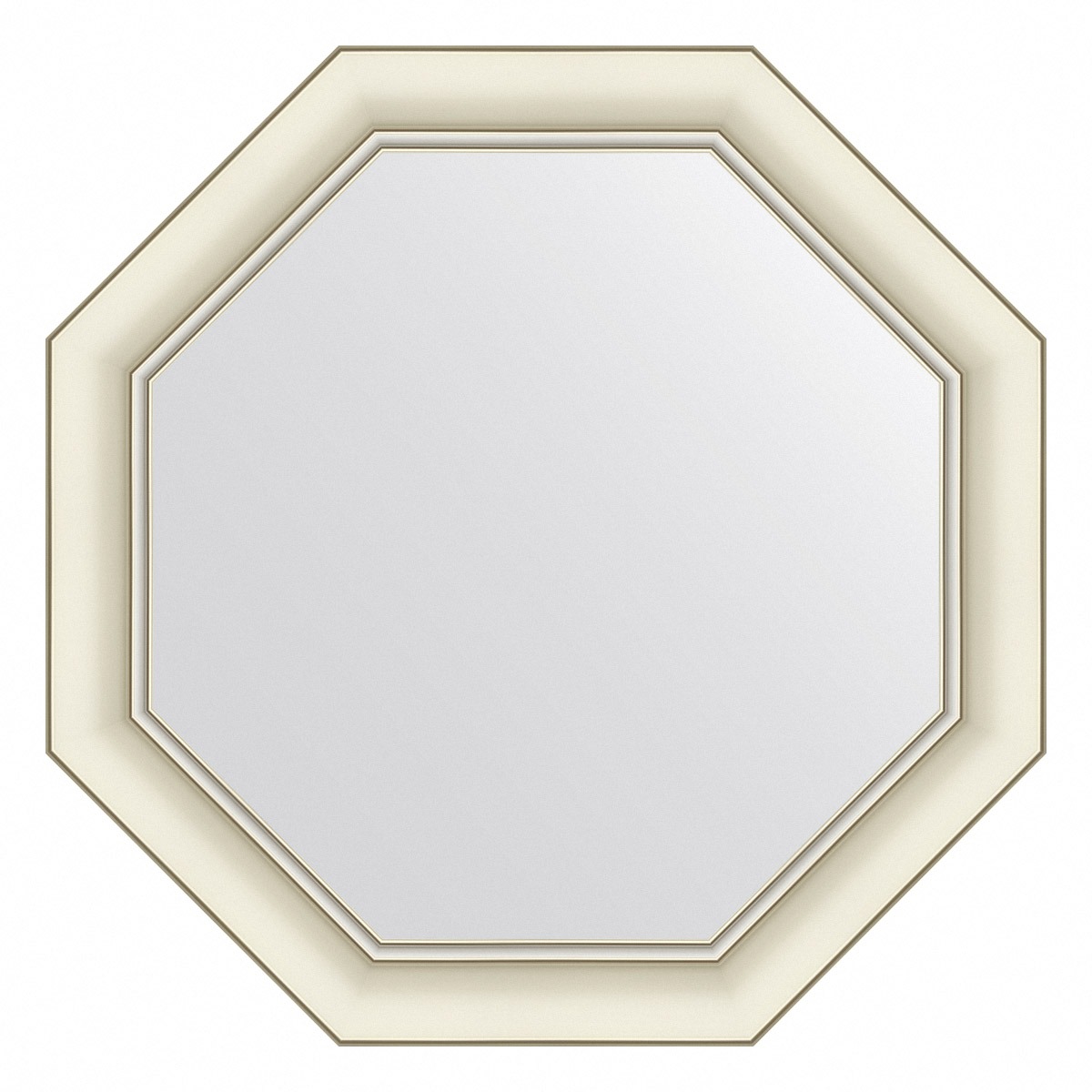 Зеркало в багетной раме Evoform белый с серебром 60 мм 56х56 см