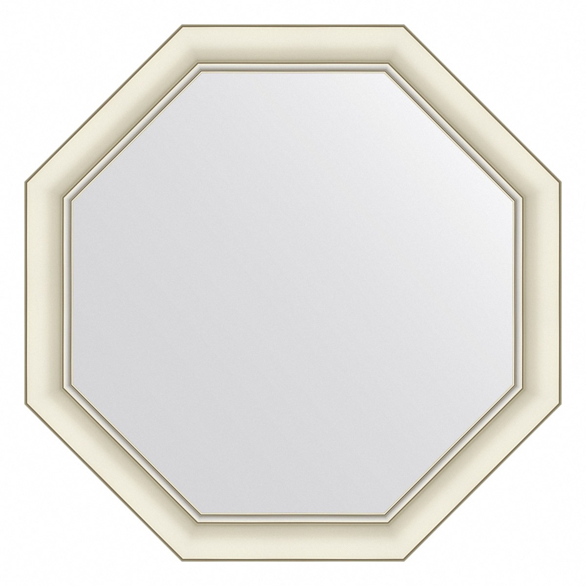 Зеркало в багетной раме Evoform белый с серебром 60 мм 66х66 см