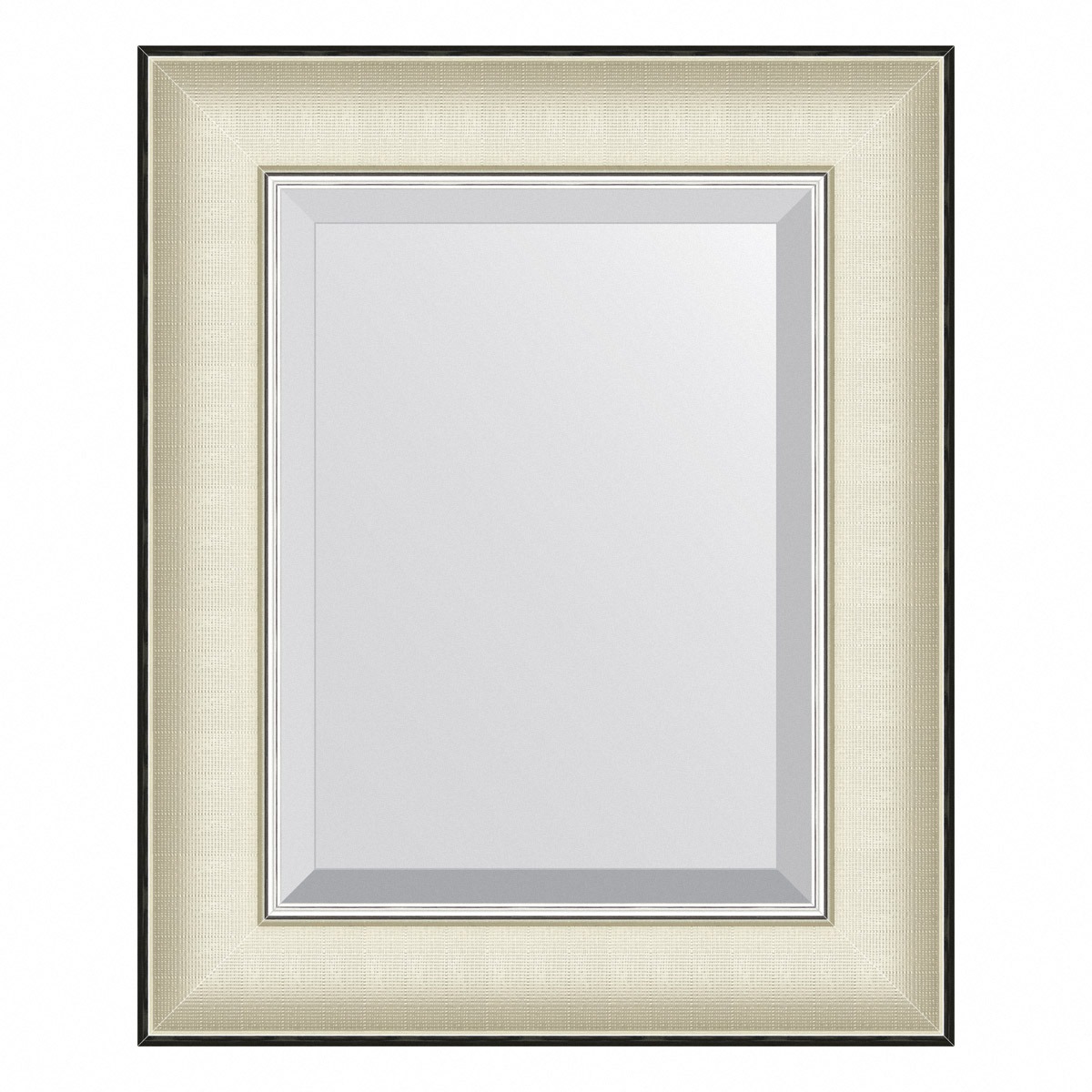 Зеркало с фацетом в багетной раме Evoform белая кожа с хромом 78 мм 44х54 см зеркало напольное с фацетом в багетной раме evoform белая кожа с хромом 78 мм 79х200 см