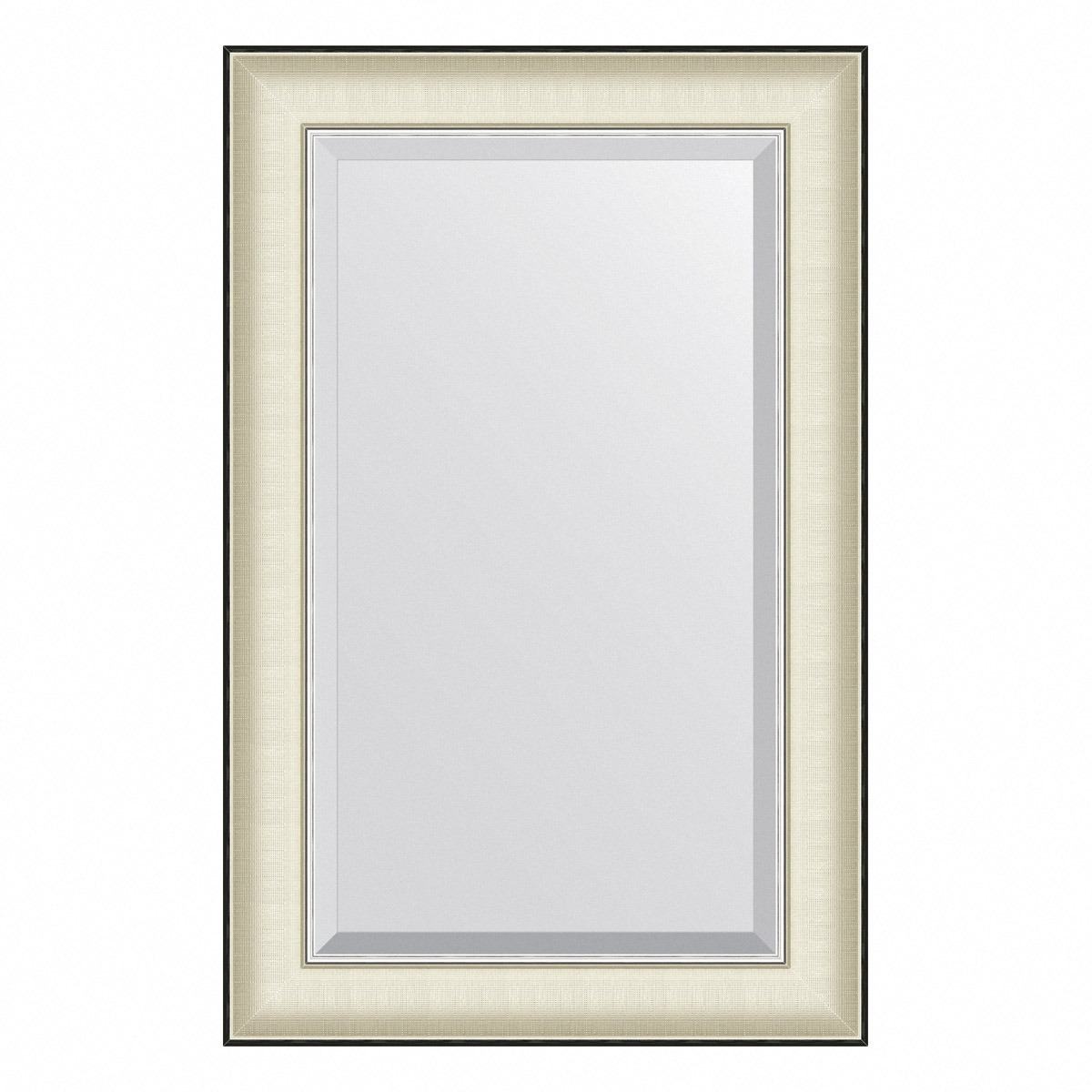 Зеркало с фацетом в багетной раме Evoform белая кожа с хромом 78 мм 54х84 см зеркало evoform в багетной раме с фацетом 78 мм 114х174 см цвет белая кожа с хромом