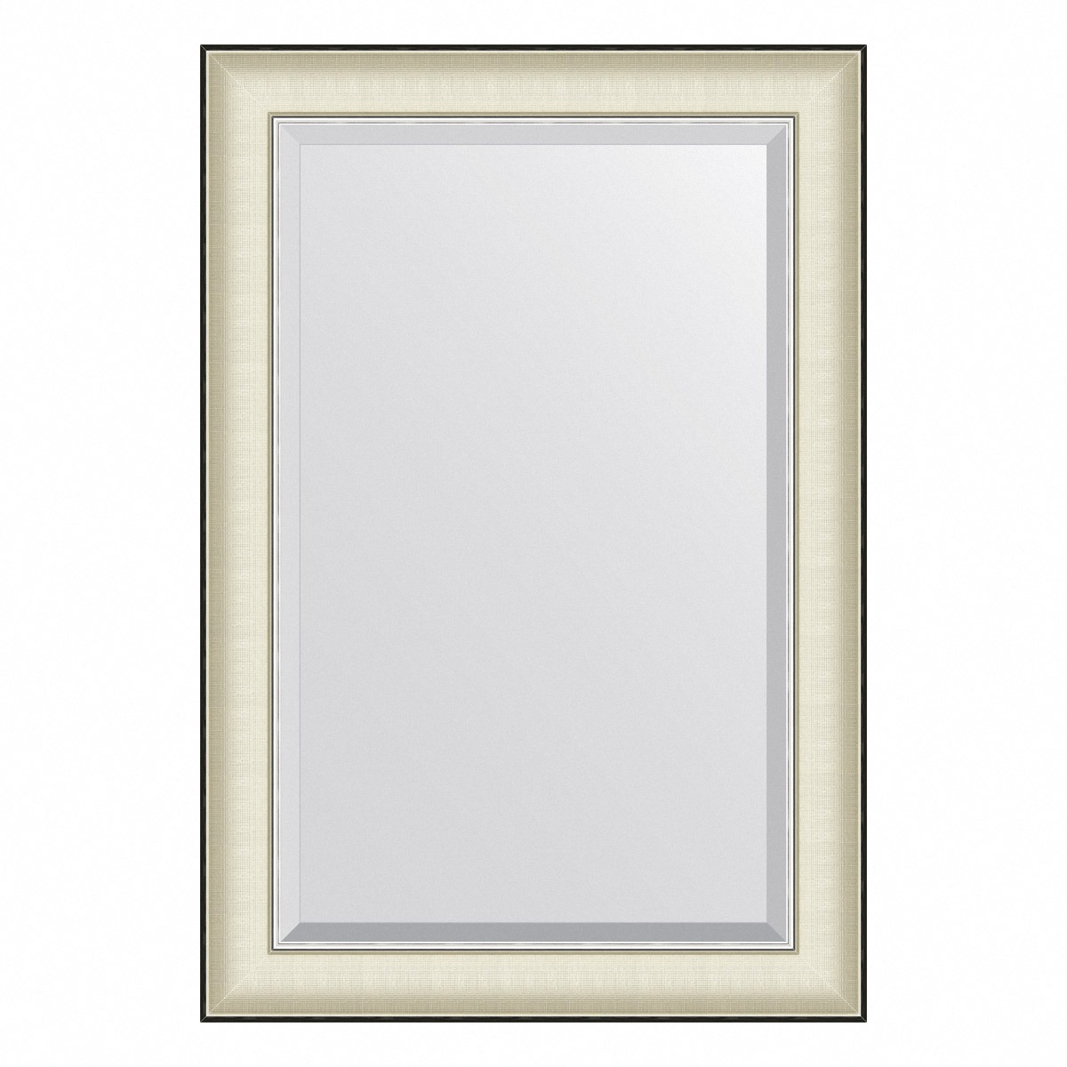 Зеркало с фацетом в багетной раме Evoform белая кожа с хромом 78 мм 64х94 см зеркало evoform в багетной раме с фацетом 78 мм 114х174 см цвет белая кожа с хромом