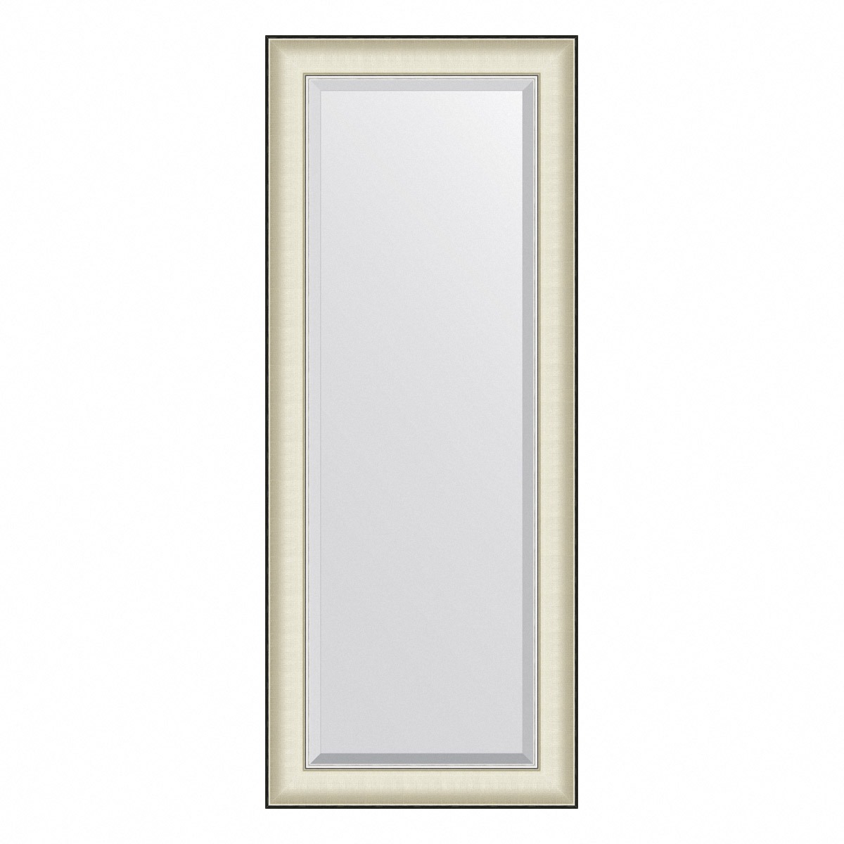 Зеркало с фацетом в багетной раме Evoform белая кожа с хромом 78 мм 54х134 см зеркало с фацетом в багетной раме evoform белая кожа с хромом 78 мм 64х94 см