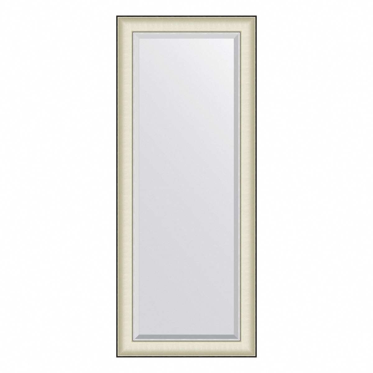 Зеркало с фацетом в багетной раме Evoform белая кожа с хромом 78 мм 59х144 см зеркало evoform в багетной раме с фацетом 78 мм 114х174 см цвет белая кожа с хромом