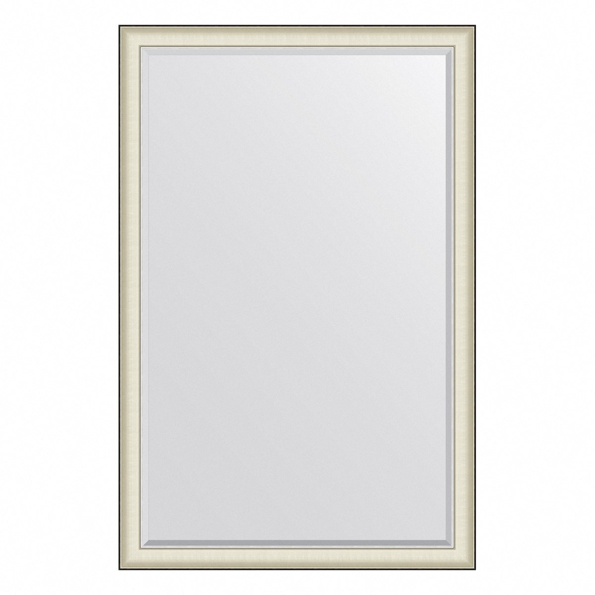 Зеркало с фацетом в багетной раме Evoform белая кожа с хромом 78 мм 114х174 см зеркало evoform в багетной раме с фацетом 78 мм 114х174 см цвет белая кожа с хромом