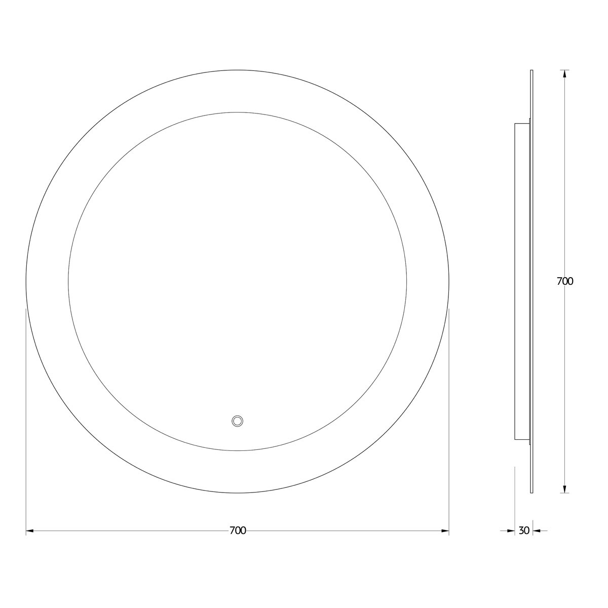 Зеркало Evoform с LED-подсветкой 16,5 W Ø70 см Сенсорный выключатель Нейтральный белый свет Вид№4