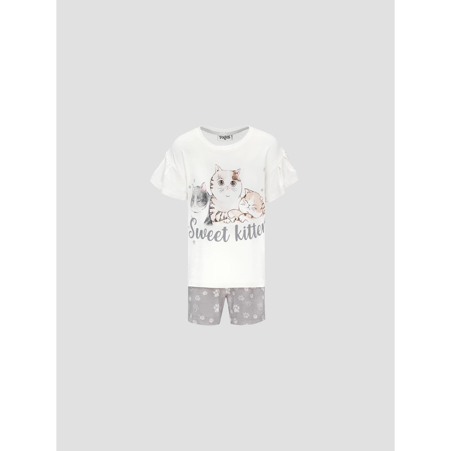 Пижама для девочек Kids by togas Китти бело-серая 92-98 см жен пижама с шортами черри белый р 50
