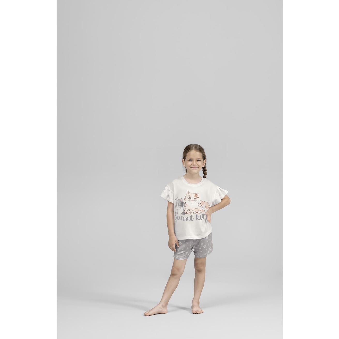 Пижама для девочек Kids by togas Китти бело-серая 116-122 см, цвет белый, размер 116-122 см - фото 4