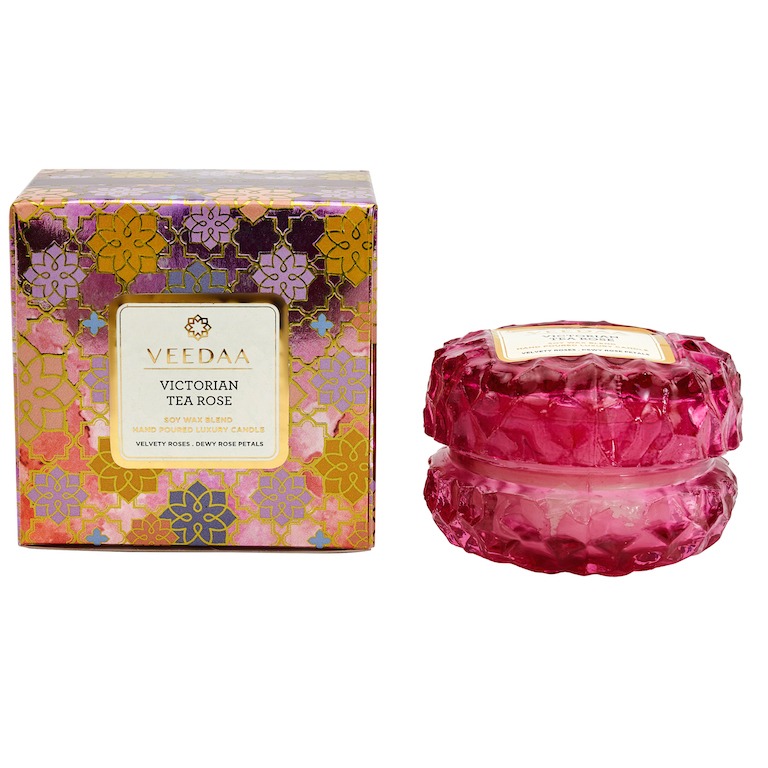 свеча в стекле veedaa ruby peony Свеча в стекле Veedaa Victorian Tea Rose (8906136680333)