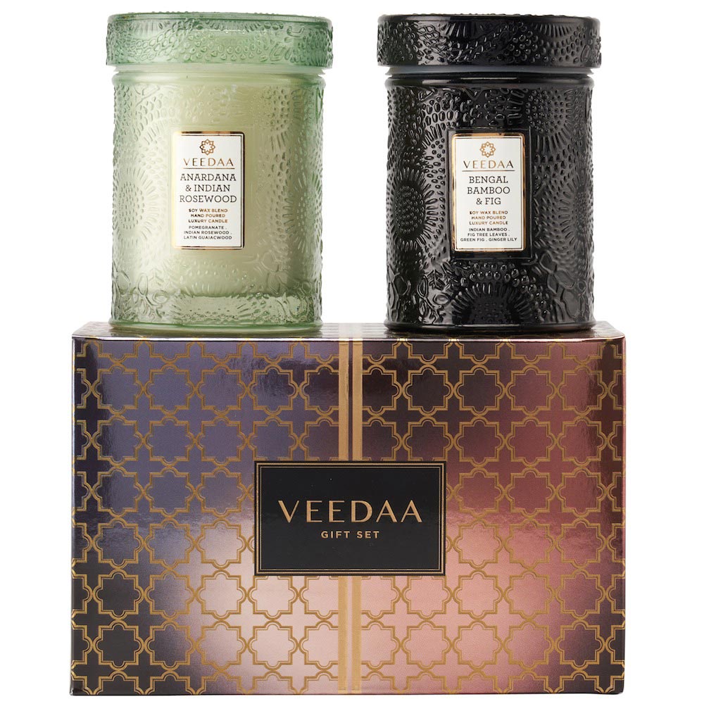 Набор свечей Veedaa Mandala Glass Duo Gift Set Style 4 в стекле, 2 шт набор свечей в торт 6 штук с ным пламенем 6 см