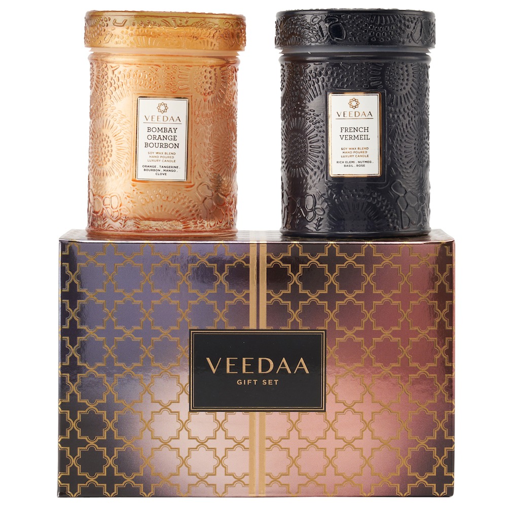 Набор свечей Veedaa Mandala Glass Duo Gift Set Style 5 в стекле, 2 шт