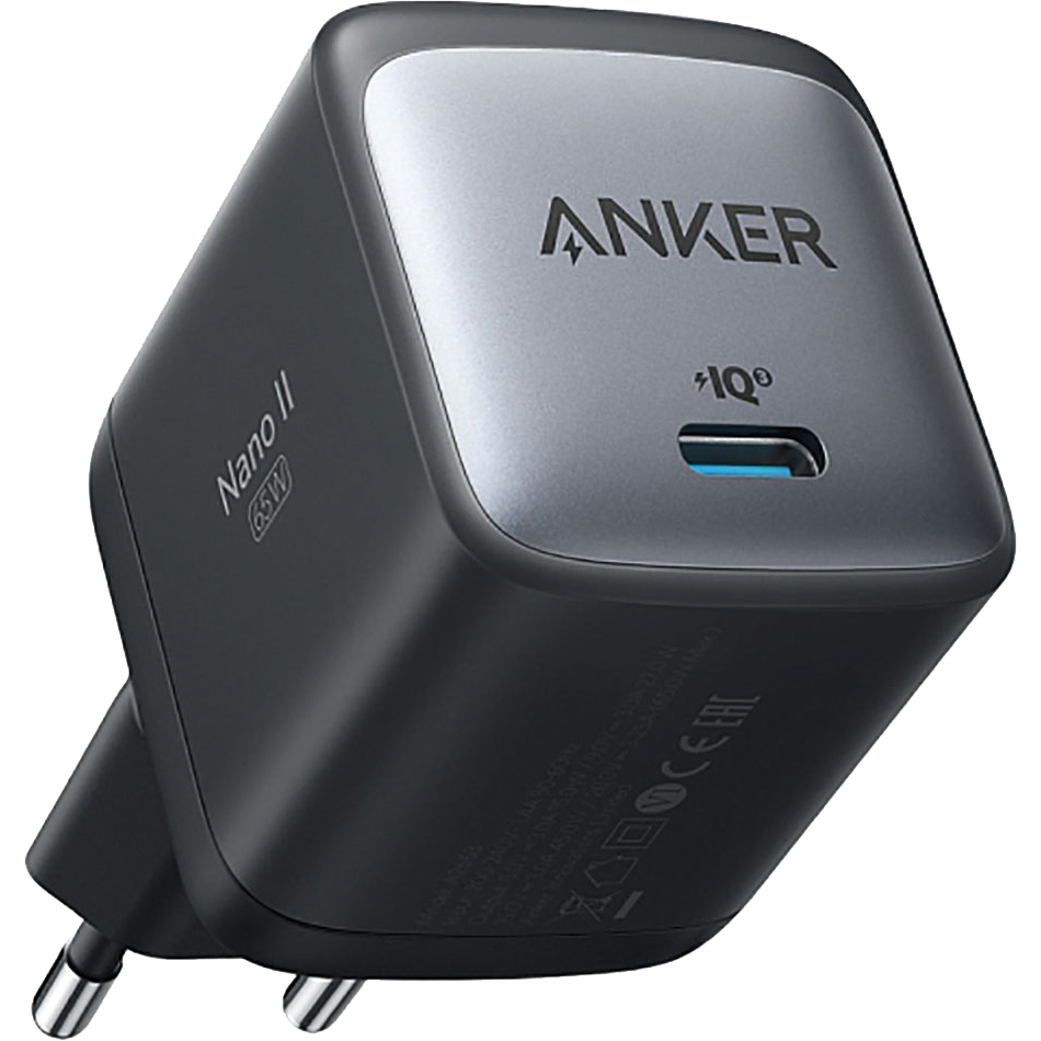 Зарядное устройство Anker PowerPort Nano II GaN 65W A2663G11-BK сетевое зарядное устройство kovol 100 вт для ноутбука телефона быстрая зарядка pd pps зарядное устройство для macbook pro iphone 13 12 pro max samsung s21 адаптер