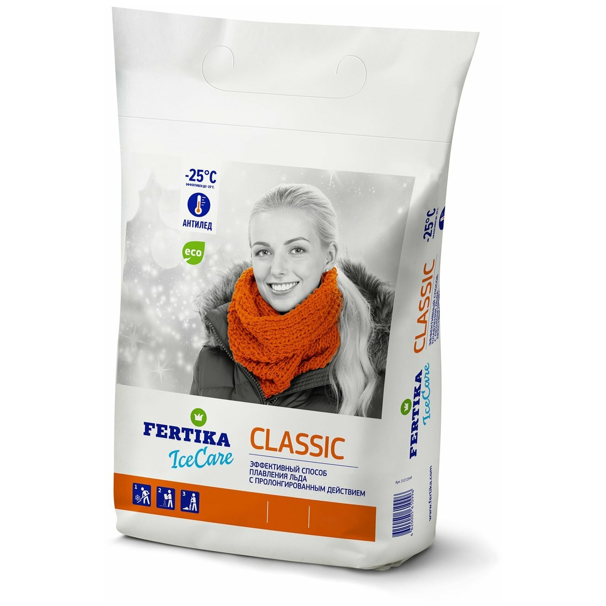 Реагент Фертика IceCare Classic для температуры -25°С, 5 кг реагент фертика icecare green до 20c 10кг