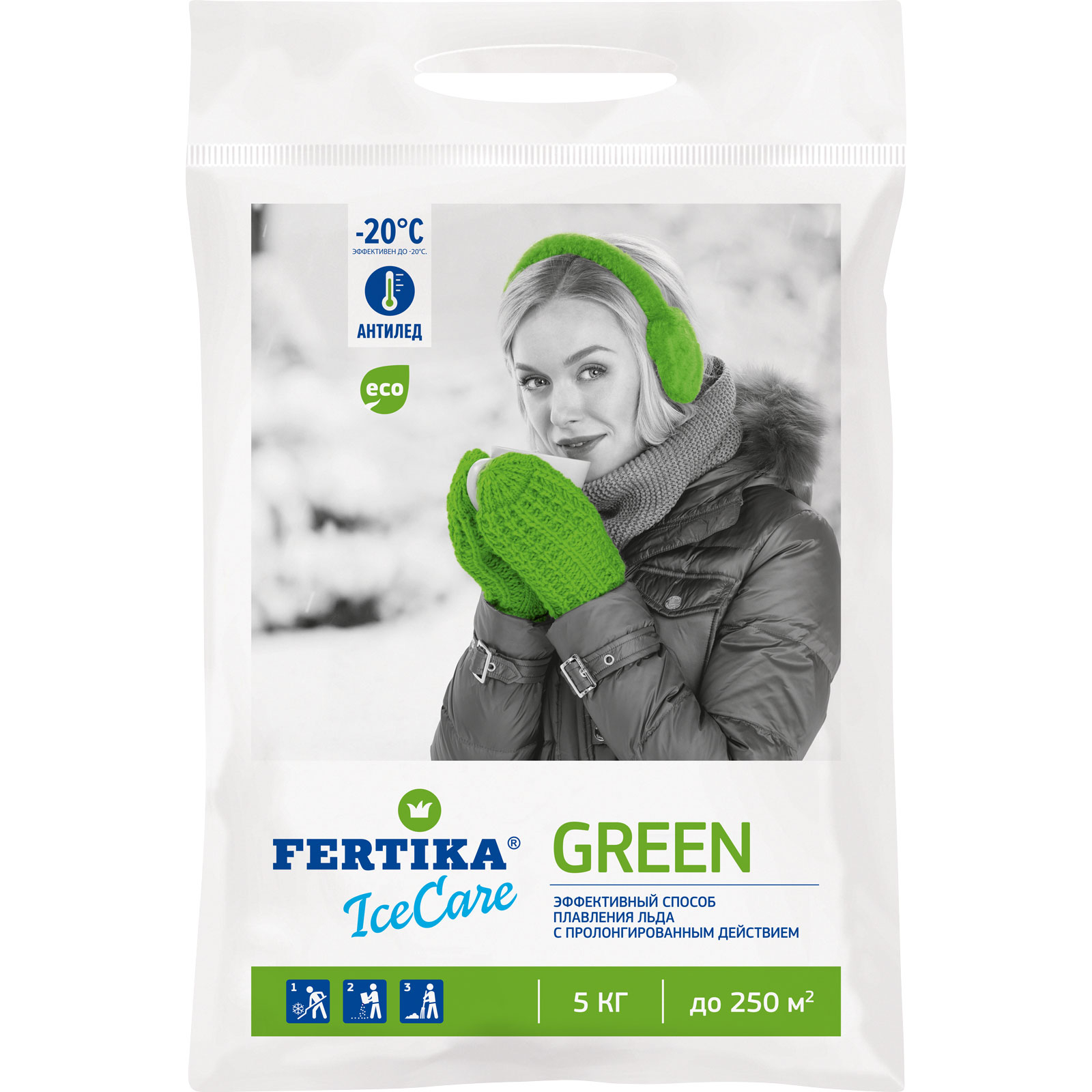 Реагент Фертика IceCare Green для температуры -20°С, 5 кг реагент фертика icecare green до 20c 10кг