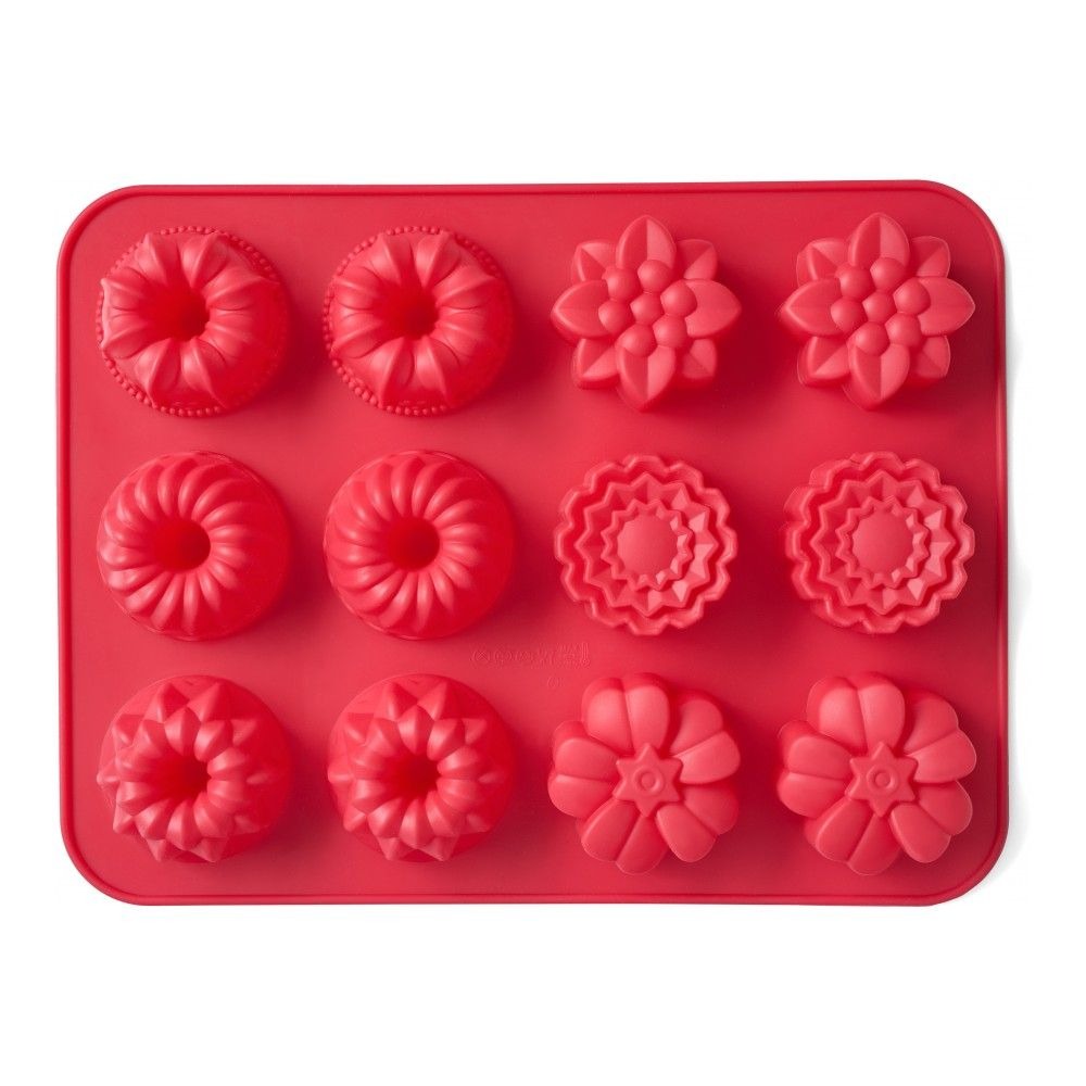 Форма силиконовая для выпечки Walmer Cupcakes красная 12 кексов, цвет красный - фото 1