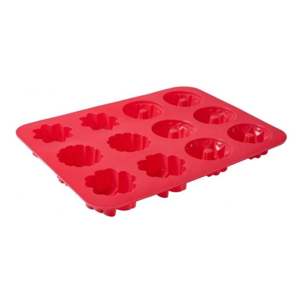 Форма силиконовая для выпечки Walmer Cupcakes красная 12 кексов, цвет красный - фото 2