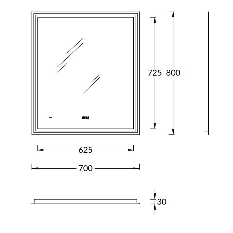 фото Зеркало с подсветкой kerama marazzi tecno с функцией антизапотевания 70х80 см