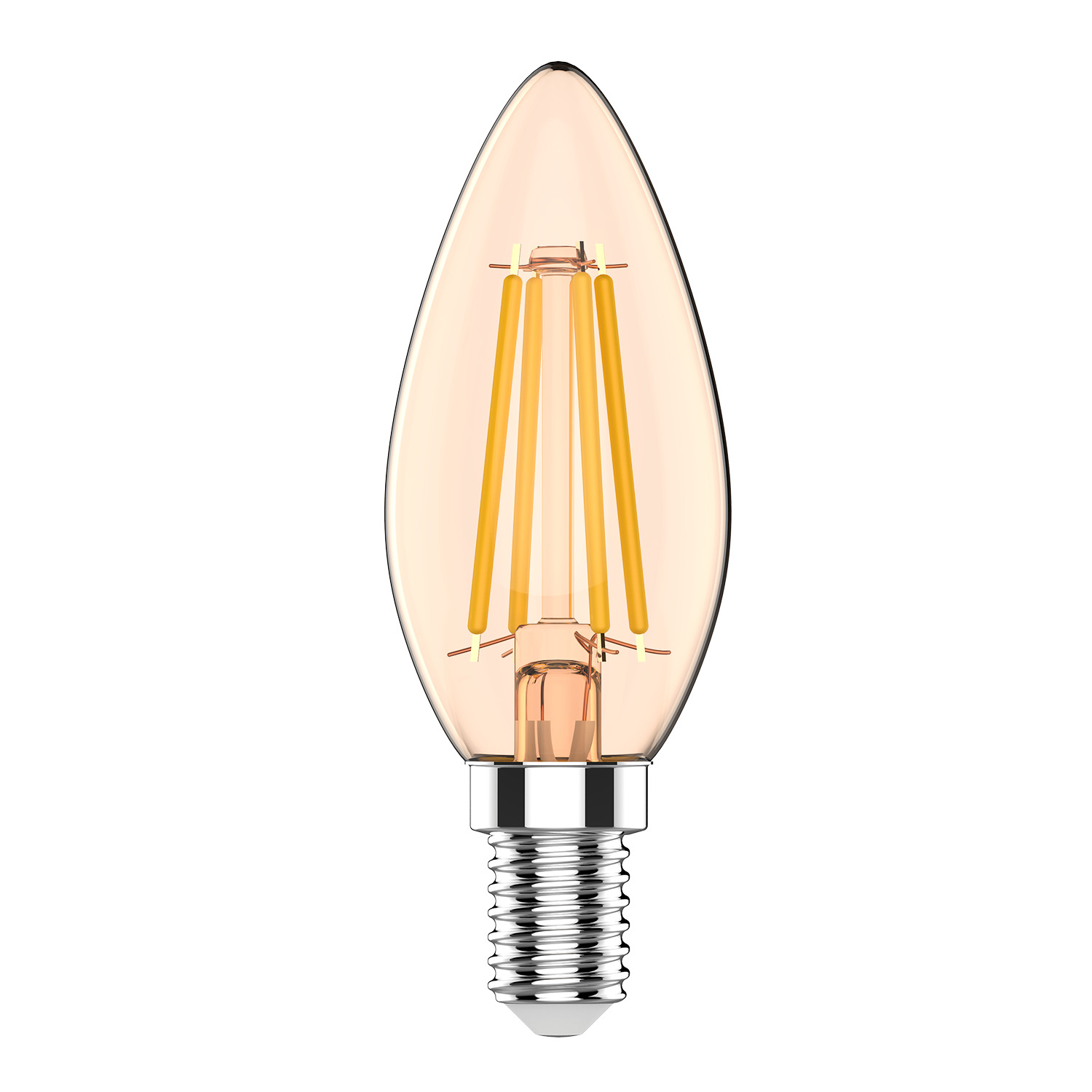Лампа Gauss Basic Filament Свеча 3,8W 350lm 2400К Е14 golden LED 1/10/50