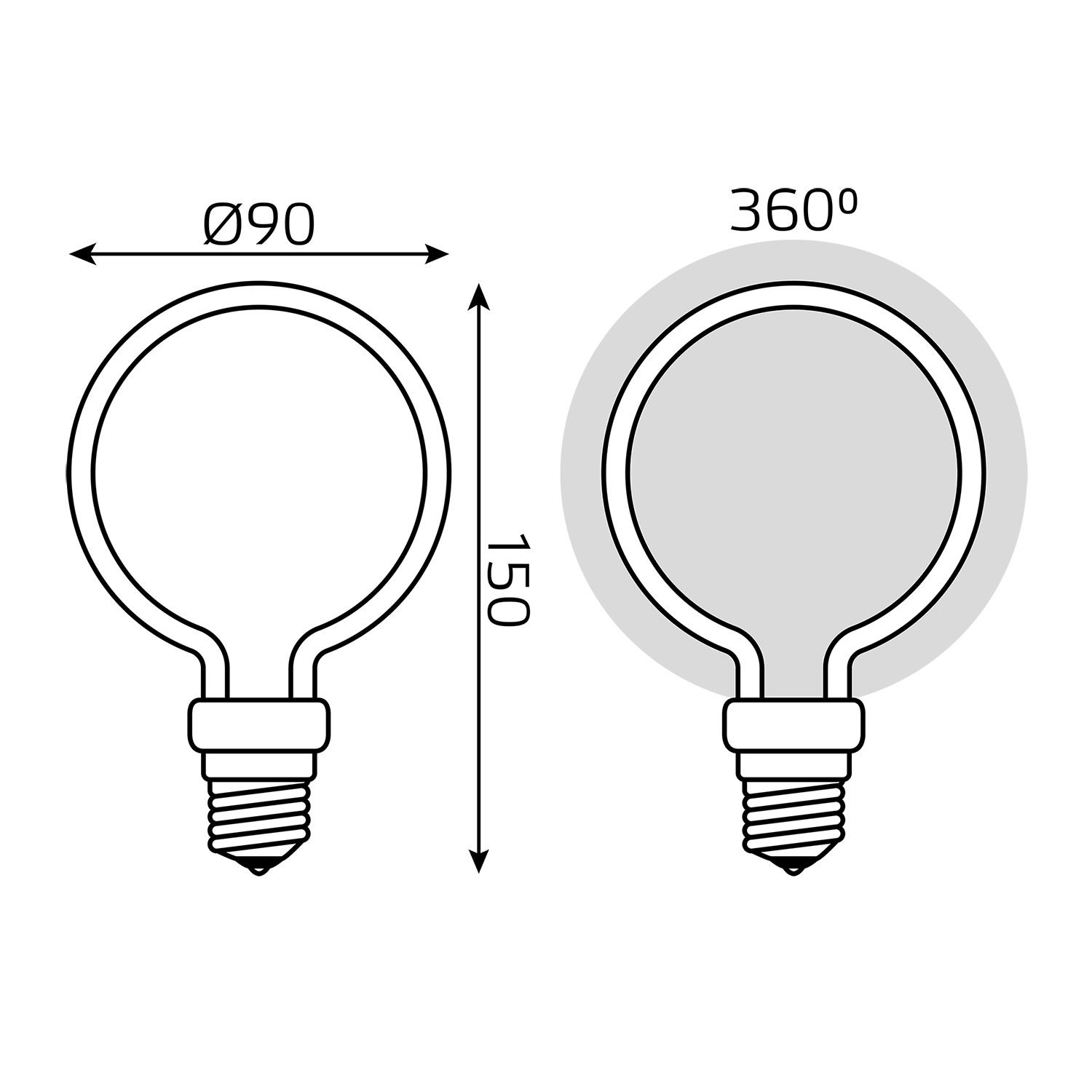 Лампа Gauss Filament Artline G95 4W 330lm 2700К Е27 milky LED 1/10/100 Вид№6