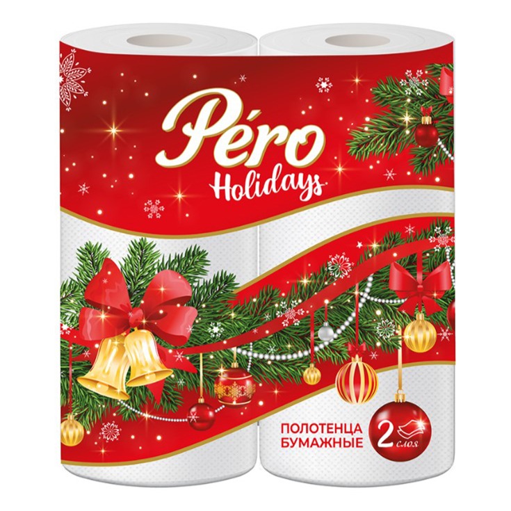 Бумажные полотенца Pero Holidays 2 слоя 2 рулона 88 листов