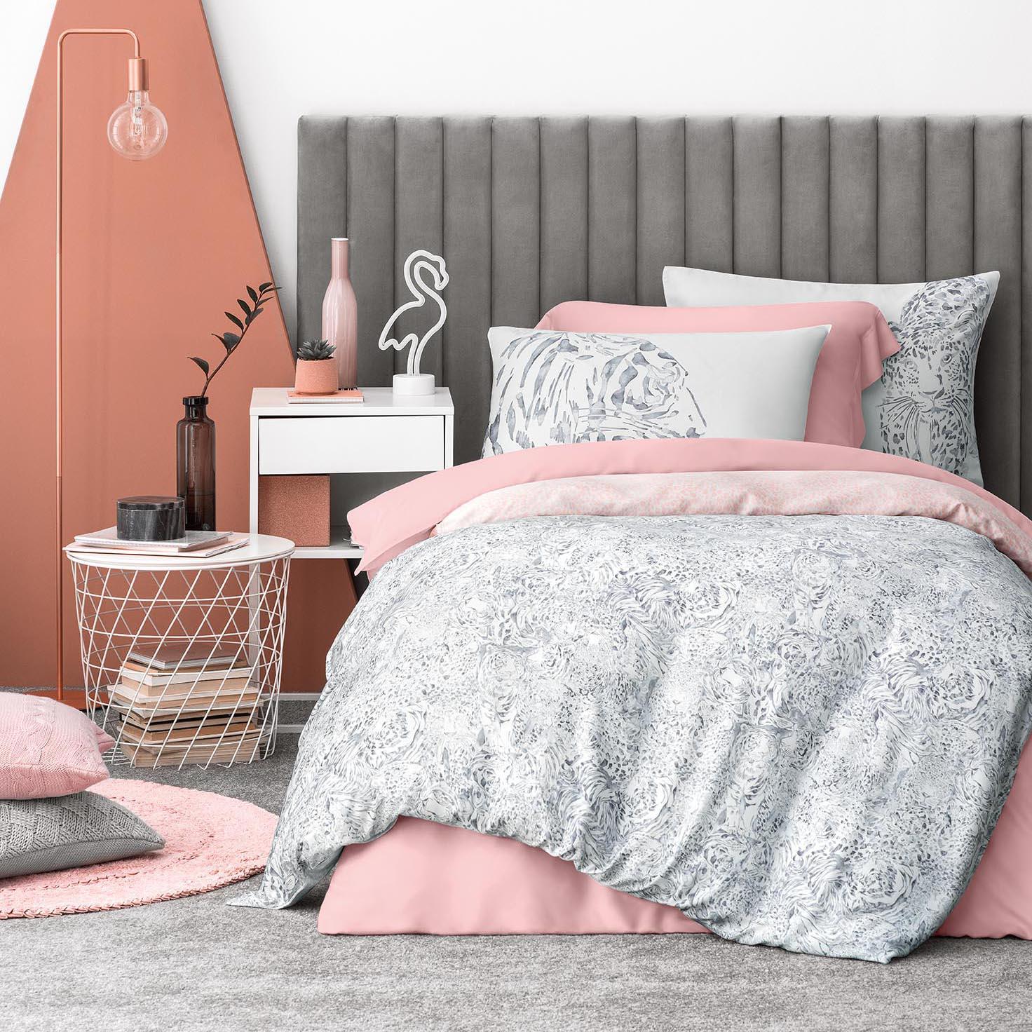 Комплект постельного белья Togas Джина серый с розовым Полуторный, цвет розовый, размер Полуторный - фото 1