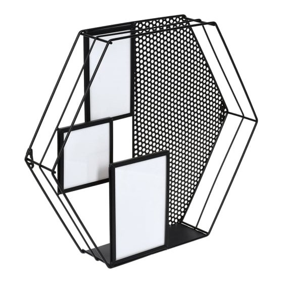 Полка подвесная шестигранник Qwerty  с фоторамками 46х8х40 см, цвет чёрный