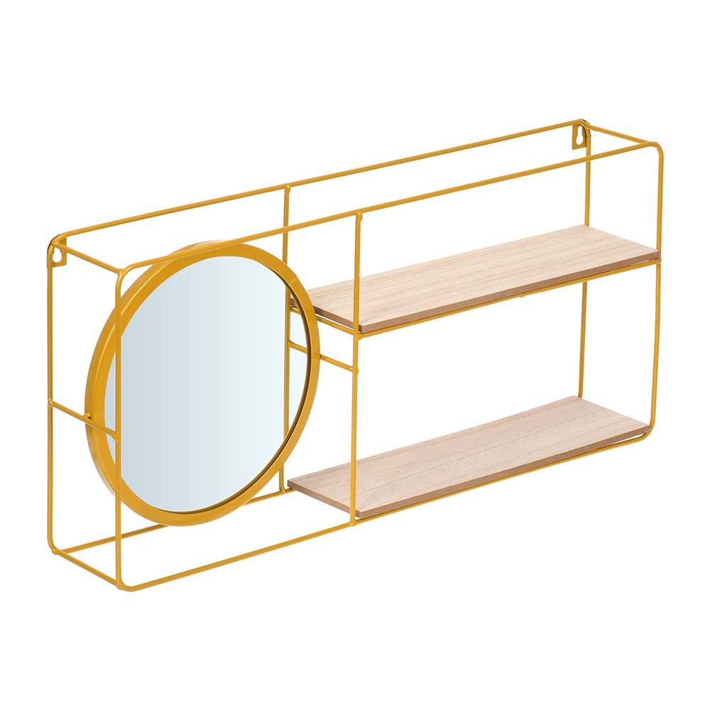 фото Полка-зеркало подвесная qwerty прямоугольная золотистая 55,5х9х25,5 см