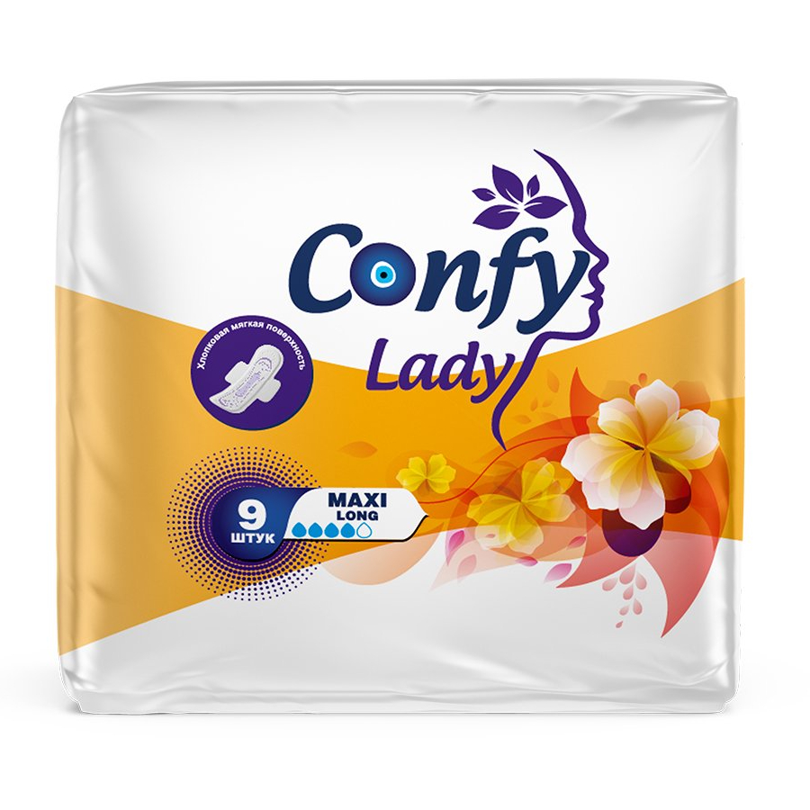 Прокладки Confy Lady гигиенические женские Maxi Long 9 шт айда гулять гигиенические биоразлагаемые пакеты для уборки за собакой 20 шт
