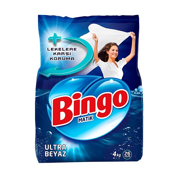 Порошок Bingo Ультра белый для стирки белого белья, 4 кг стиральный порошок автомат с отбеливателем для белого 2 4кг