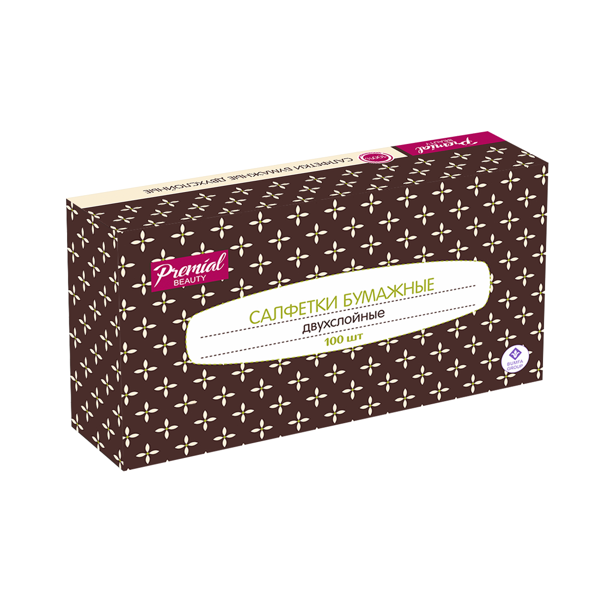 Салфетки косметические Premial 2-слойные в коробке нон-стоп, 100 шт косметические салфетки luscan