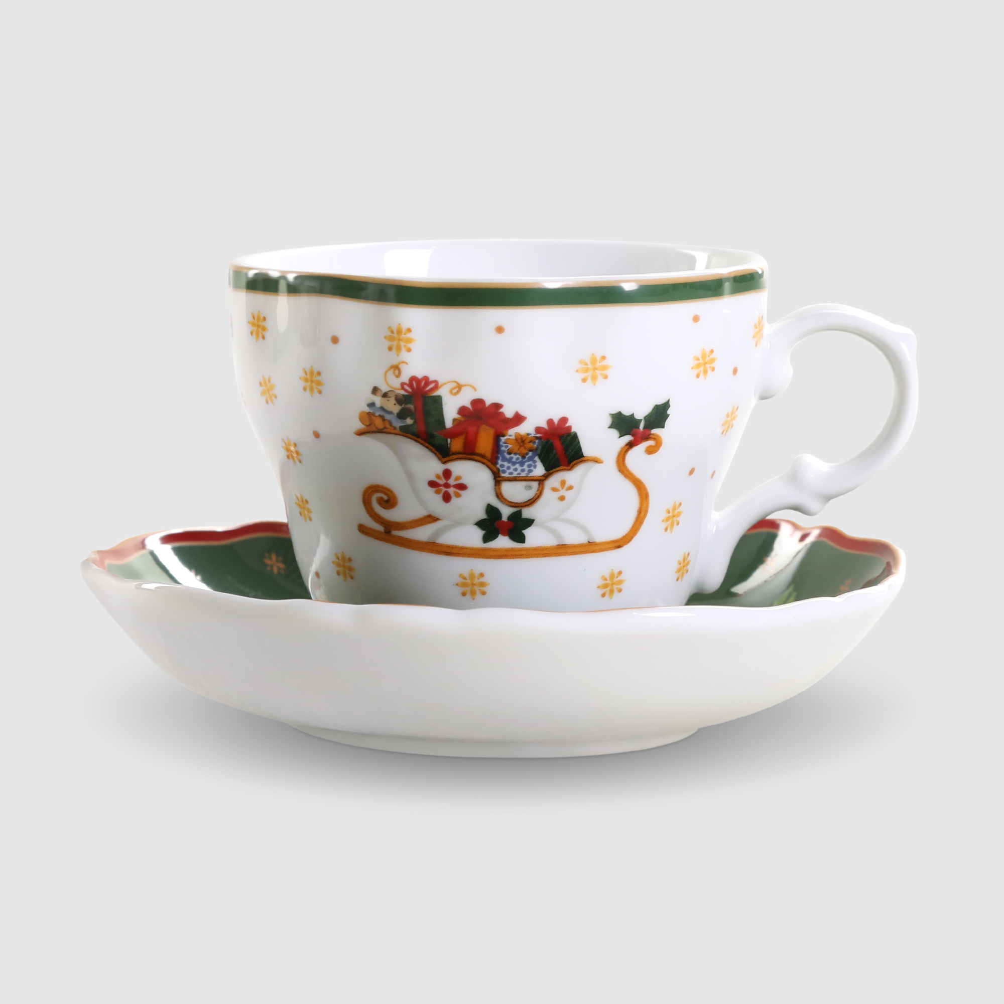 фото Чашка с блюдцем для чая porcelana bogucice christmas 2 персоны