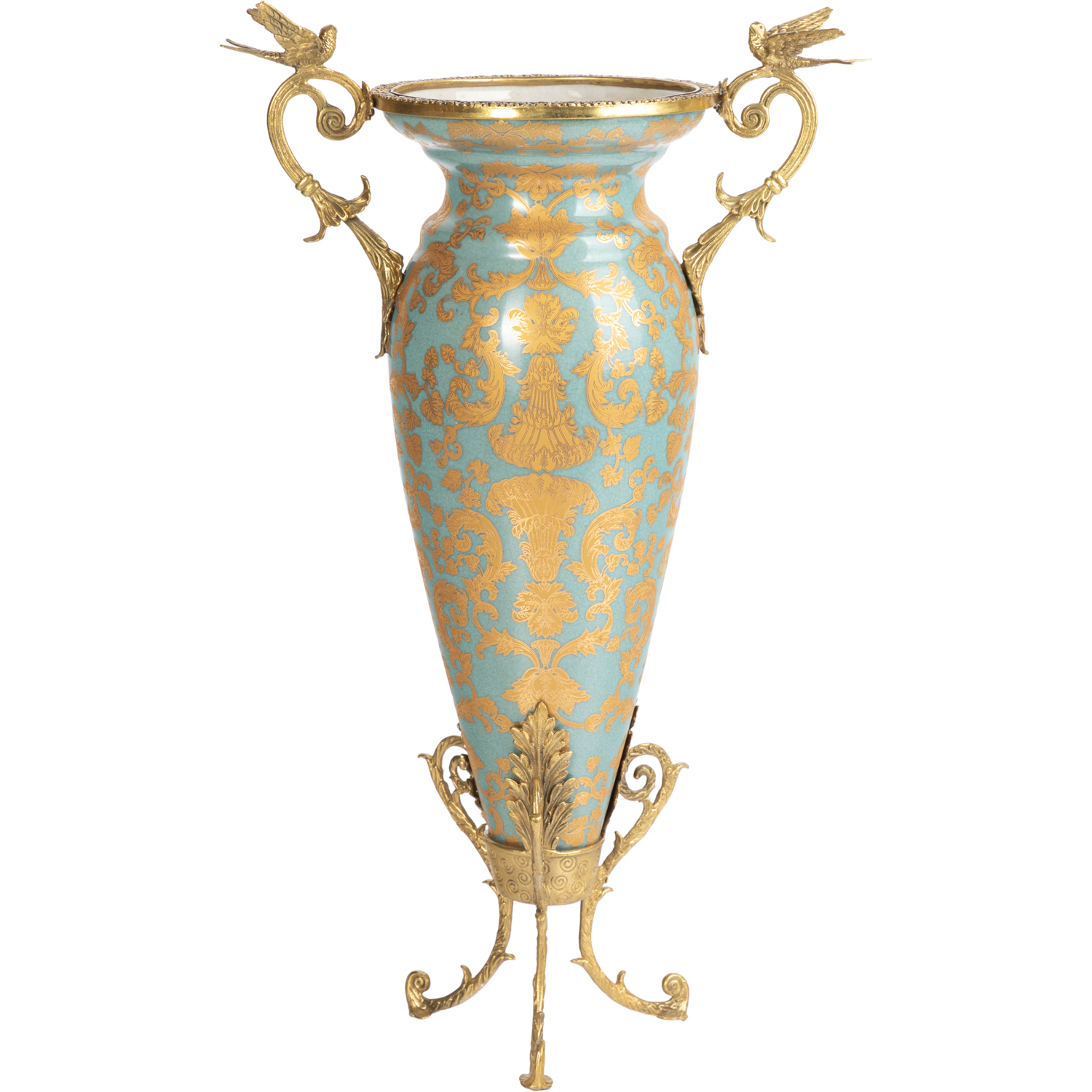 Ваза Glasar с ручками 21х14х42 см золотистая ваза glasar синяя 13х13х16 см