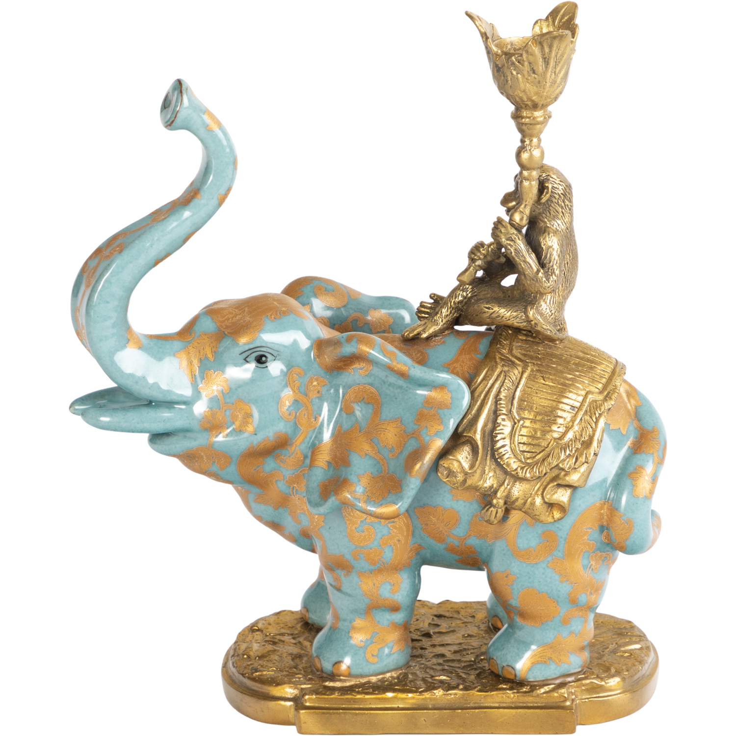 сувенир полистоун подсвечник зеркальные вставки индийский слон на камне 12 5х6 5х3 см Подсвечник Glasar слон голубой 22х9х23 см
