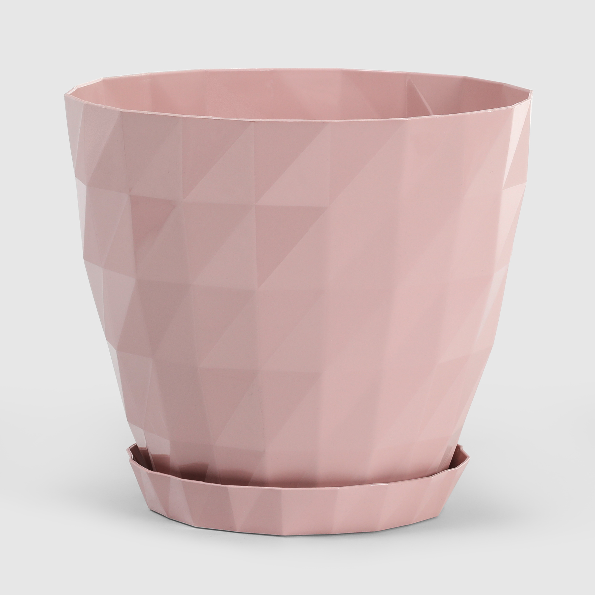 Горшок с поддоном Serinova Crystal 13,5x13,5 см светло-розовый