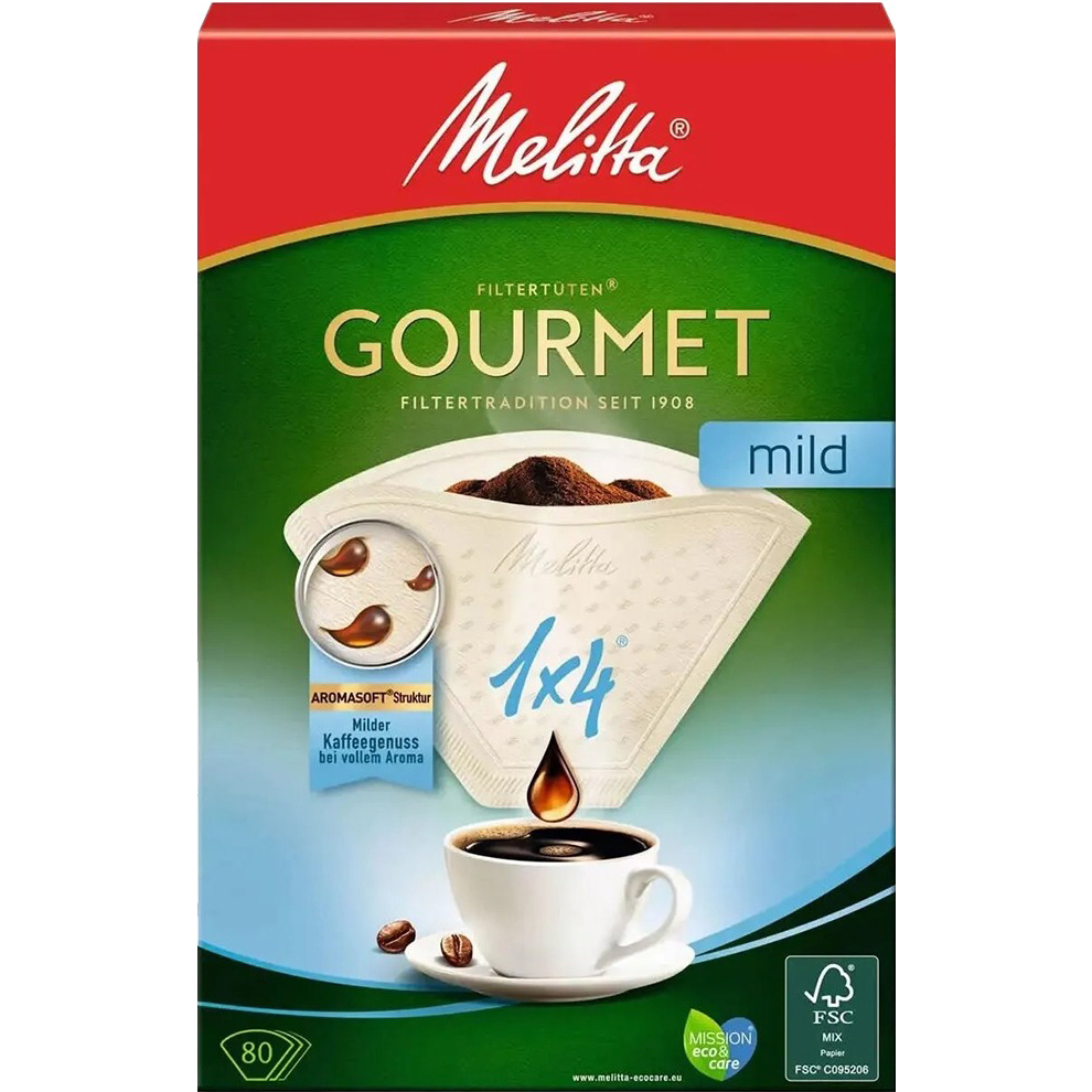 Фильтр бумажный Melitta Gourmet Mild одноразовые фильтры для капельной кофеварки melitta gourmet mild размер 1х4 80шт