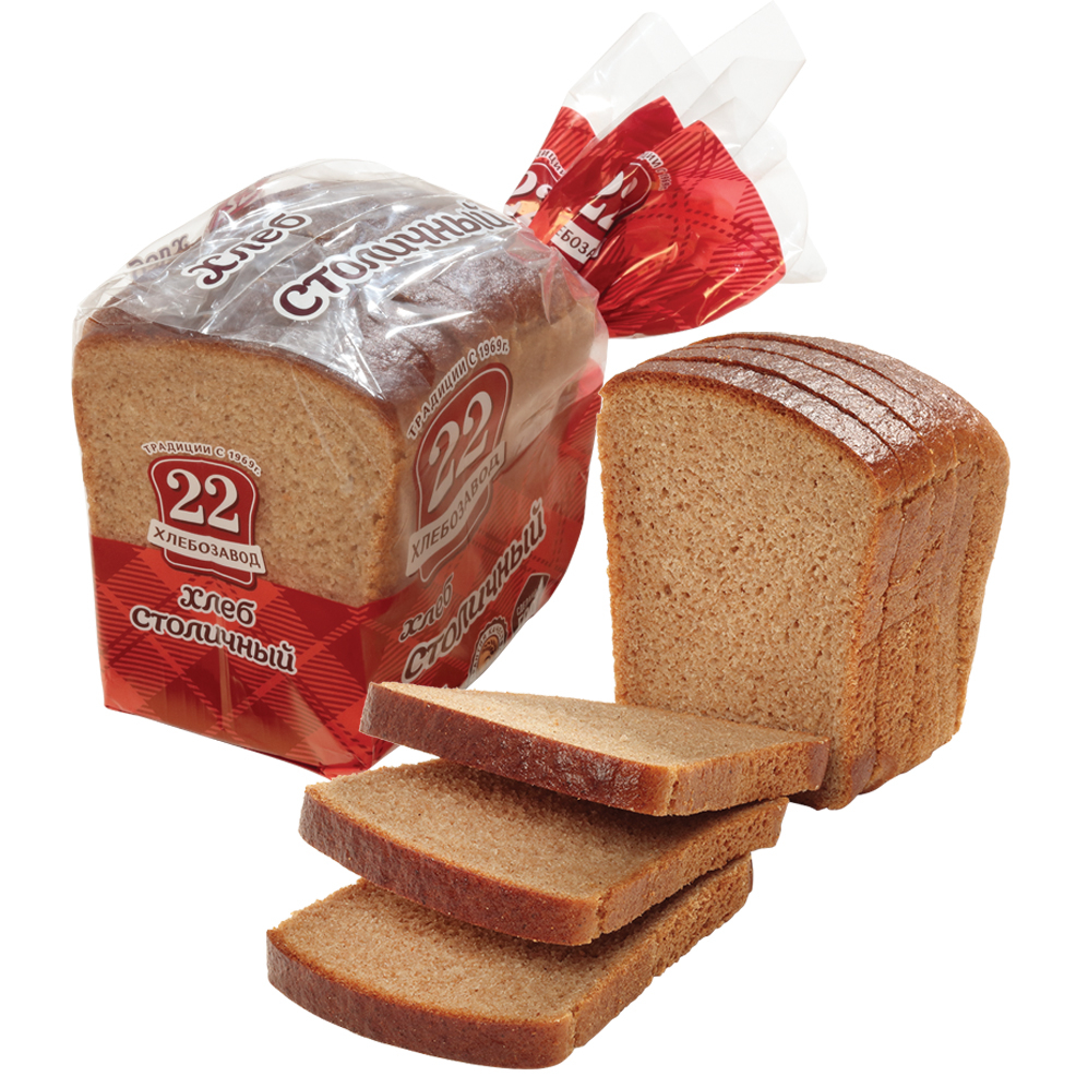Хлеб Хлебозавод № 22 Столичный формовой половинка нарезанная, 340 г - фото 1