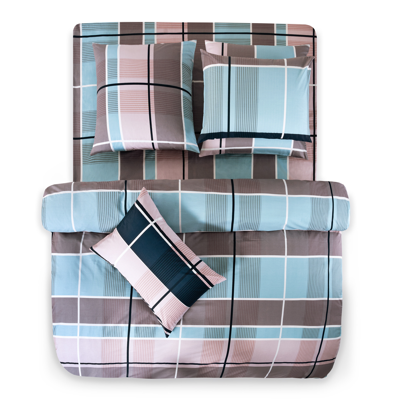 Комплект постельного белья Medsleep Констанц голубой с серым и розовым Полуторный, цвет серый, размер Полуторный - фото 3