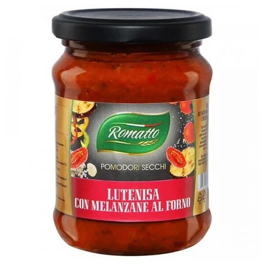 Лютеница Romatto из запеченных баклажанов с вялеными томатами 250 г соте из баклажанов кубаночка 500 г