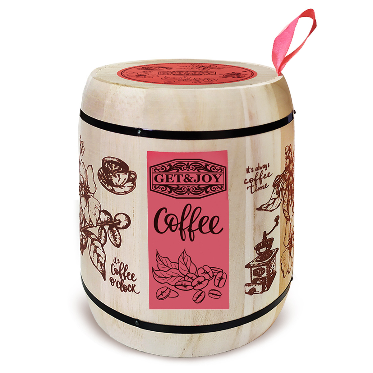 Кофе молотый Get&Joy Ирландский крем, розовый бочонок, 150 г кофе brai gran ирландский крем свежеобжаренный молотый в фильтр пакете 8 шт по 8 гр