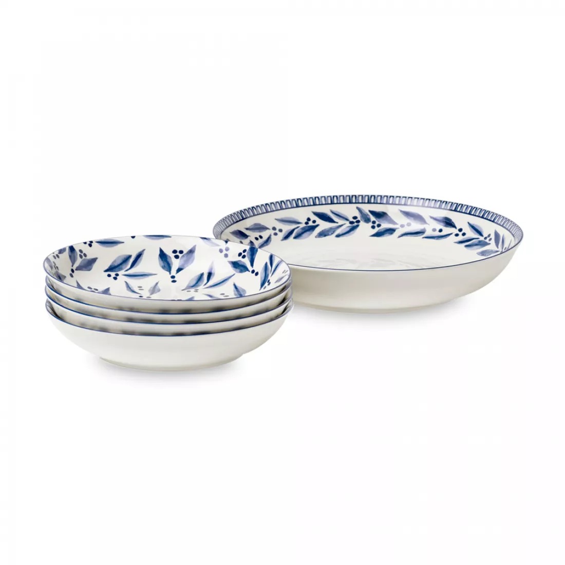 Набор тарелок для пасты Casa Domani Оливковая ветвь 1/28 см, 4/20 см faded peony indigo набор тарелок для пасты на 6 персон