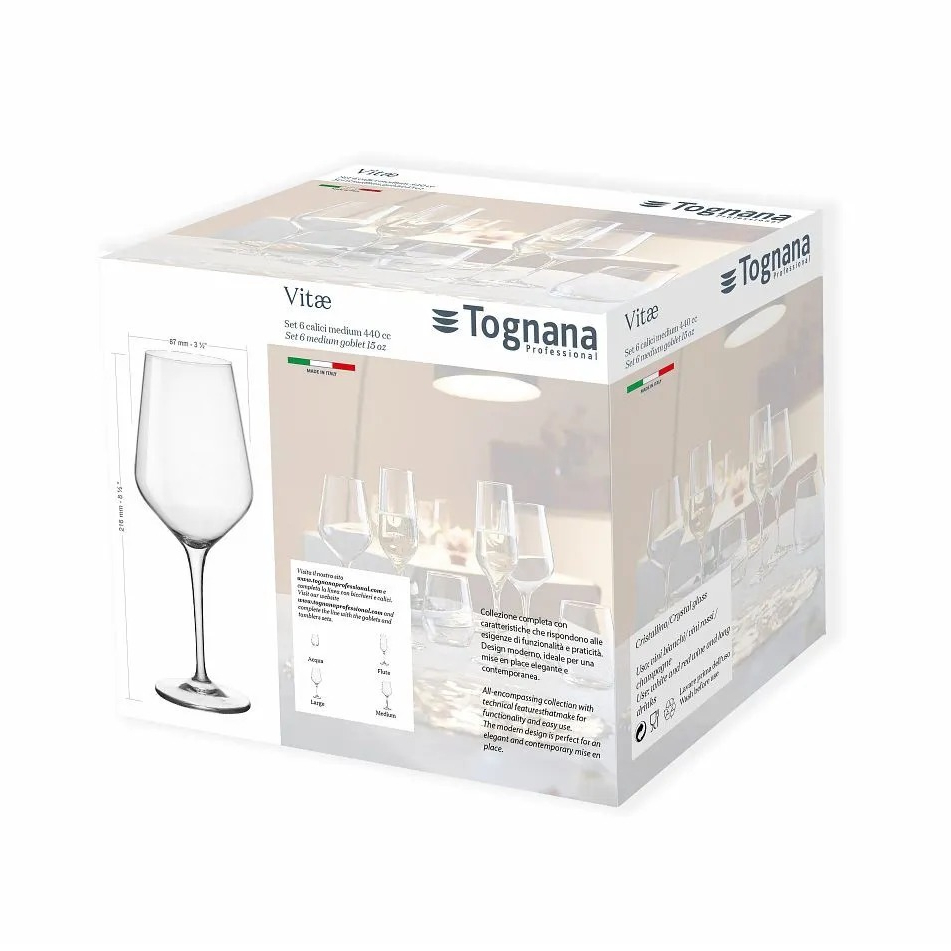 Набор бокалов Tognana Vitae 440 мл 6 шт, цвет прозрачный - фото 2